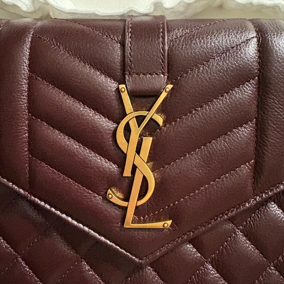 Yves Saint Laurent Handbags - NWT Yves Saint Laurent Burgundy Leather Wallet on Chain